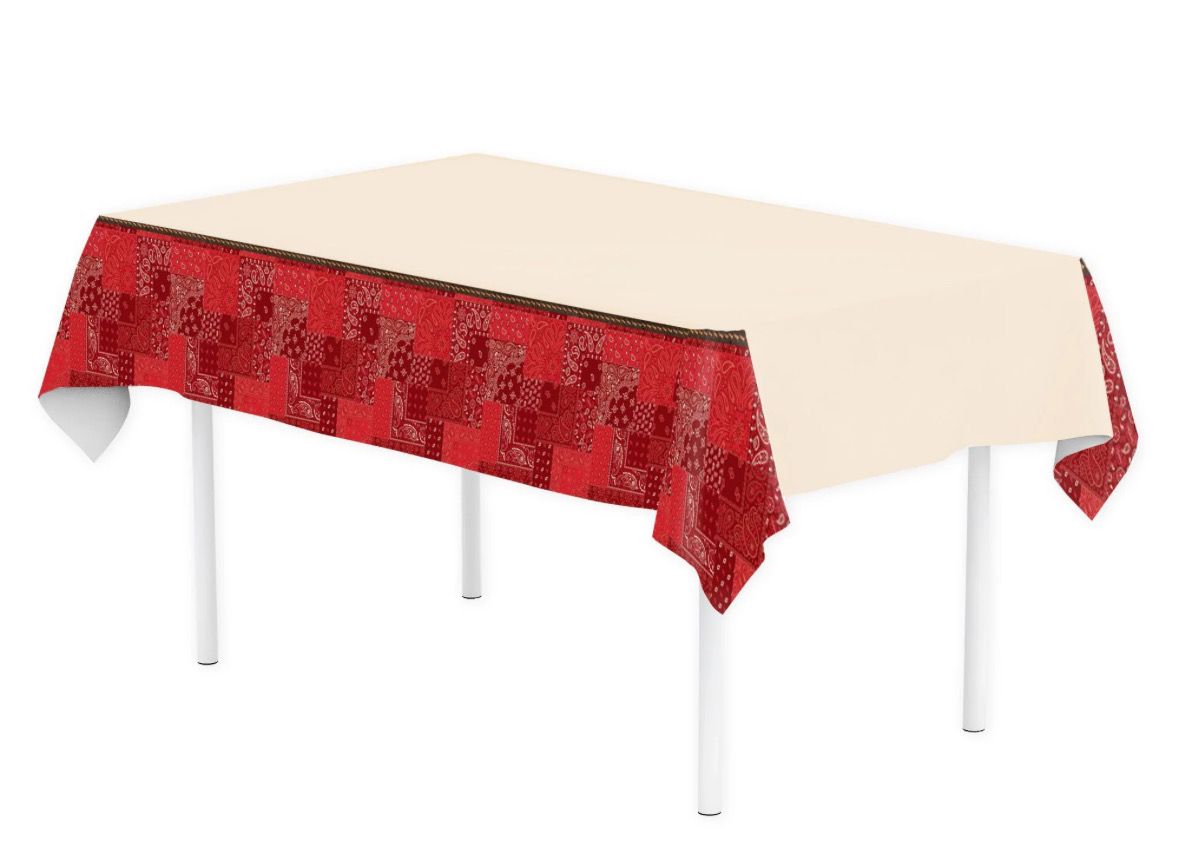 Western-Themed Reusable Plastic Table Cover, 54x102 Inch