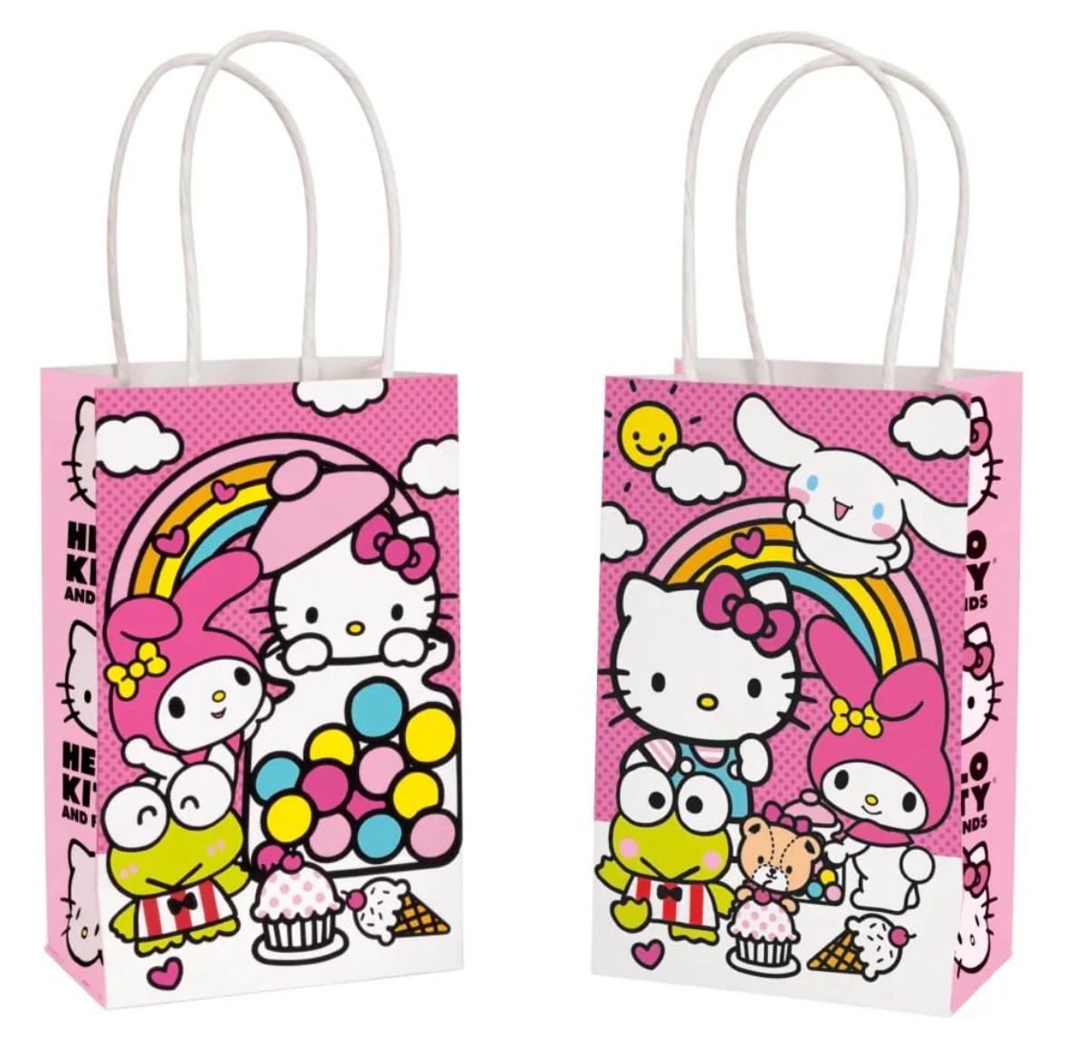Hello Kitty Printed Party Favor Bags - Pack Of 8