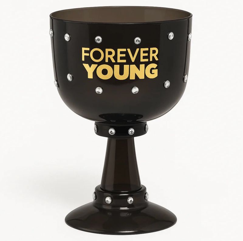Sparkling "Forever Young" Rhinestone Goblet, 26 Oz