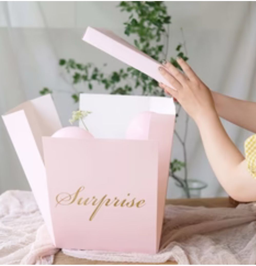 20" Pink "Surprise" Box With Ribbon