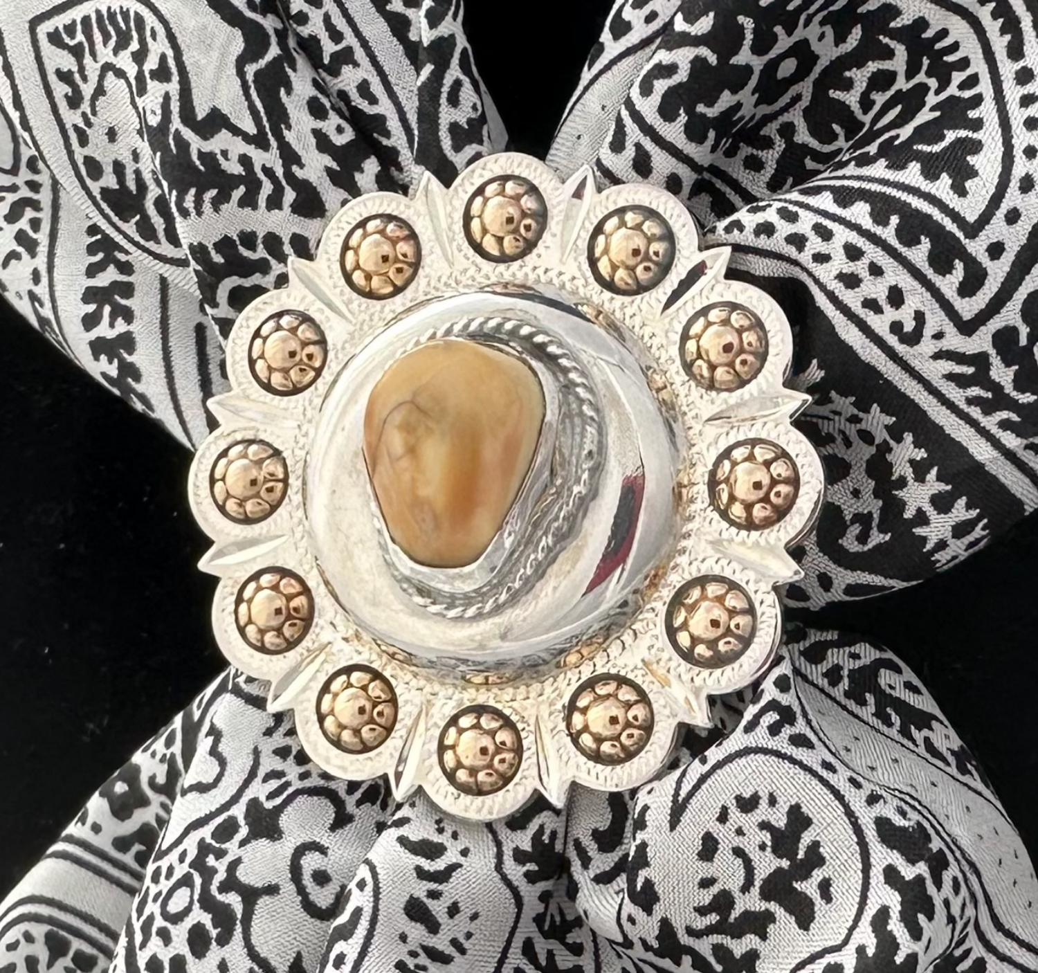 SS-7 Elk Ivory Silver Scarf Concho