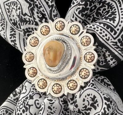 SS-7 Elk Ivory Silver Scarf Concho