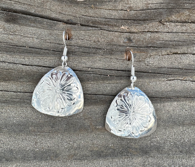 E-20 Signature Flower Silver Earrings