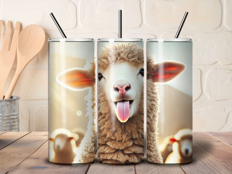 Sheep 20oz insulated stainless steel tumbler with lid and straw
