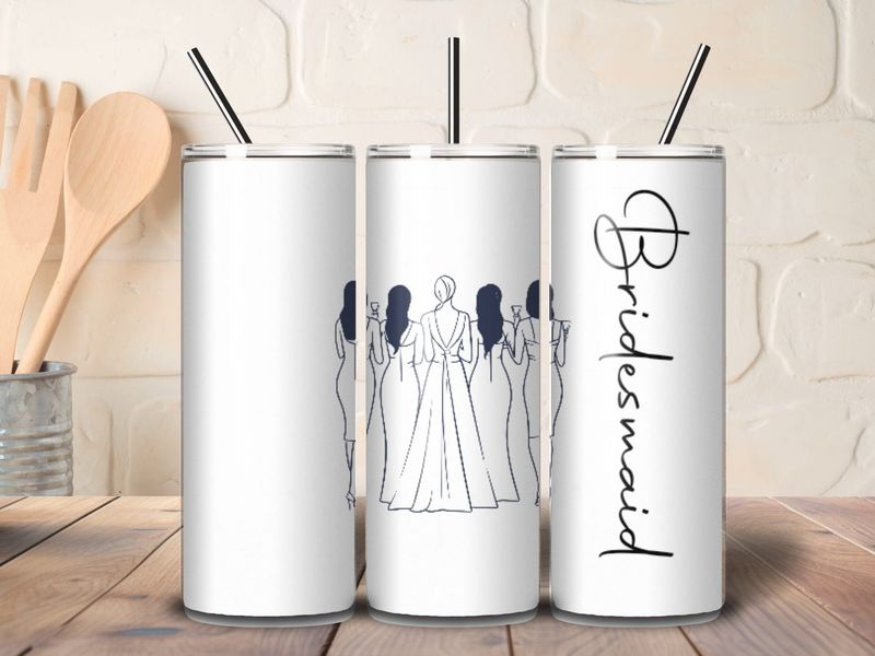 Classic 20oz bridesmaid stainless steel tumbler with lid and straw