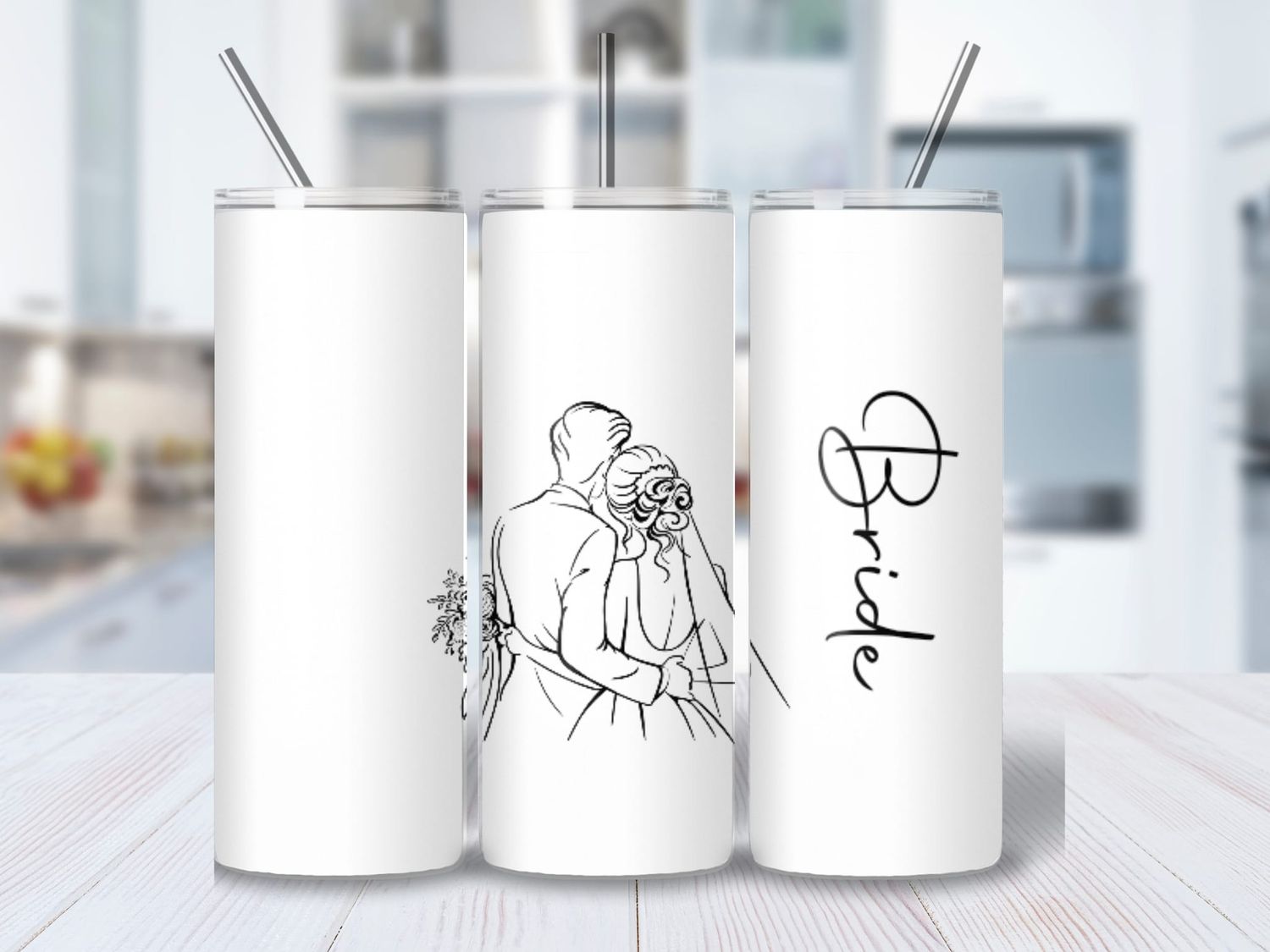 Classic bride 20 oz stainless steel tumbler with lid and straw