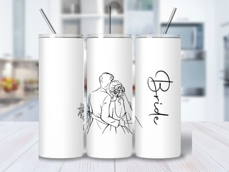 Classic bride 20 oz stainless steel tumbler with lid and straw