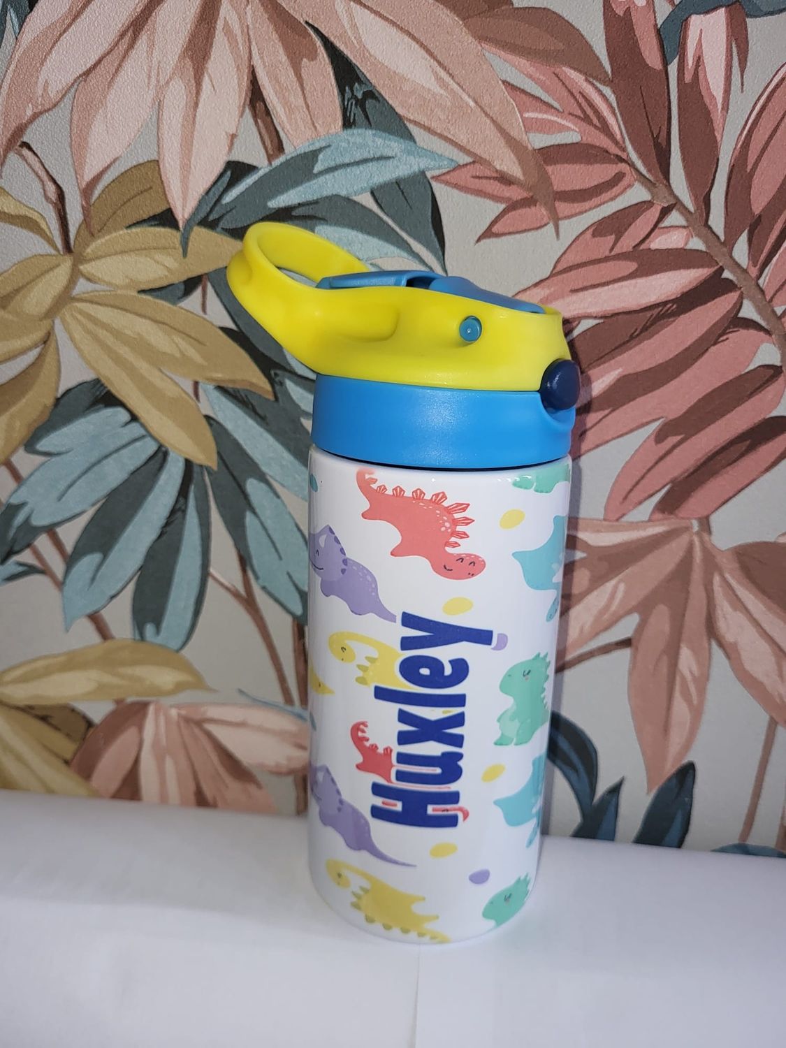 Personalised 12oz stainless steel tumbler with built in straw