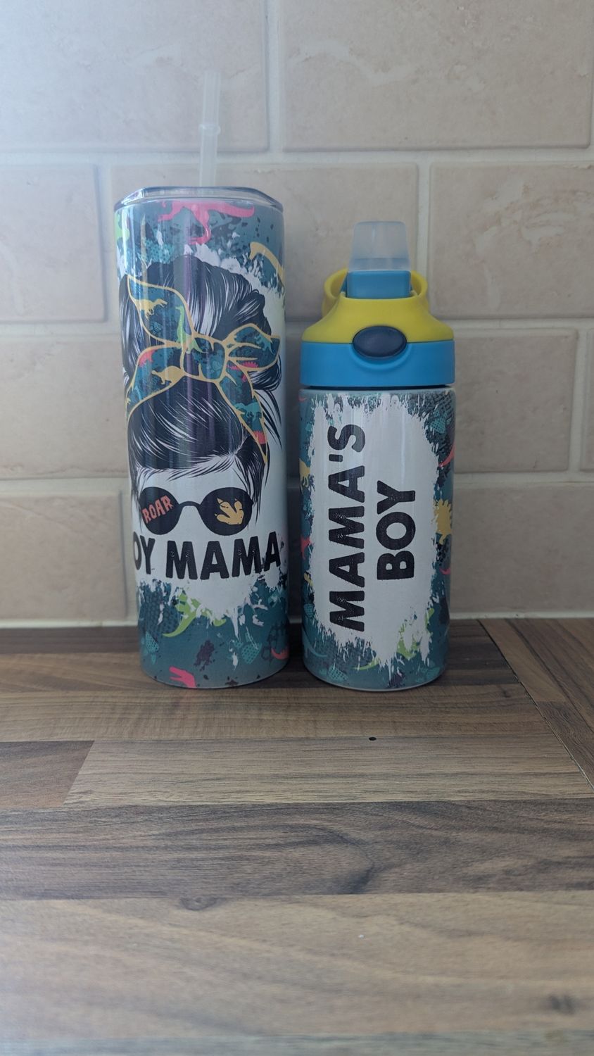 Matching mama and mamas boy tumbler