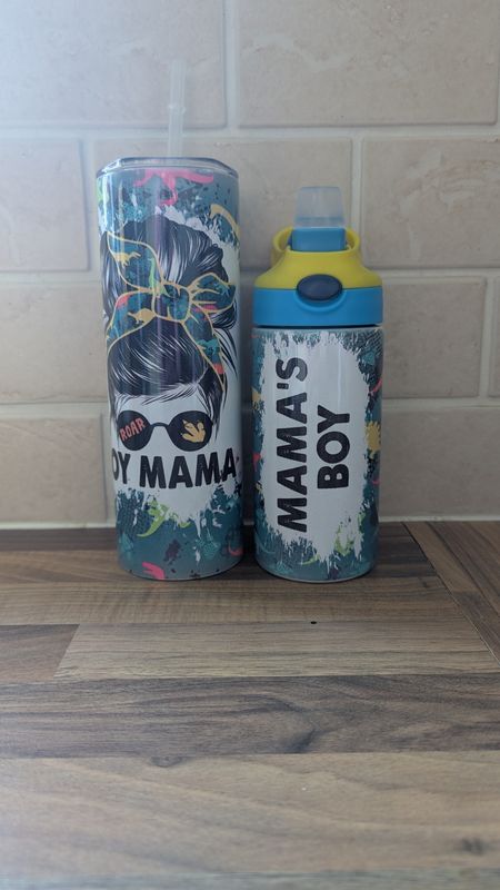 Matching mama and mamas boy tumbler