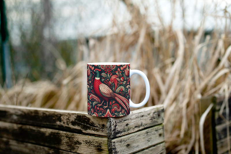 Set of 2 pheasant 11oz ceramic mugs