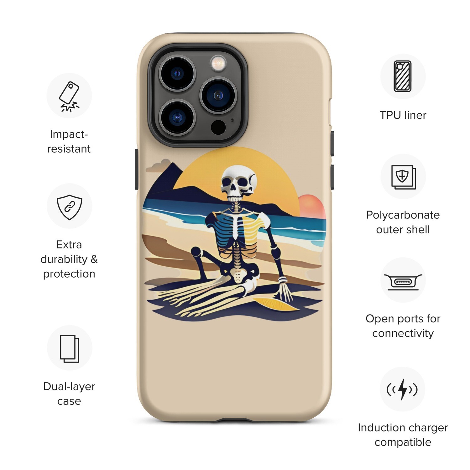 Beach Skeleton Hard Phone Case For iPhone