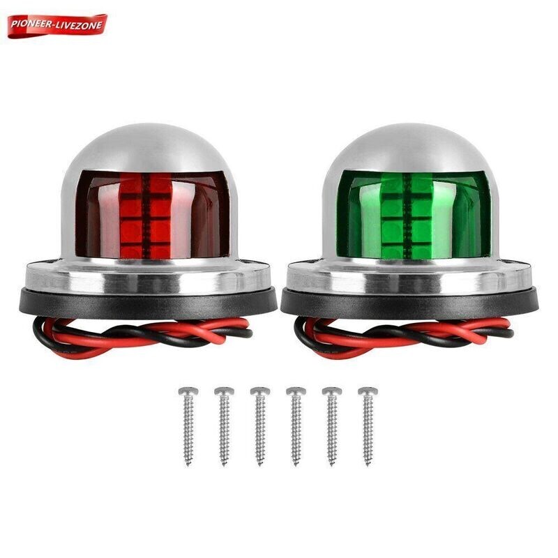 Pair Marine Boat yacht pontoon 12V Stainless Steel LED Bow Navigation Lights