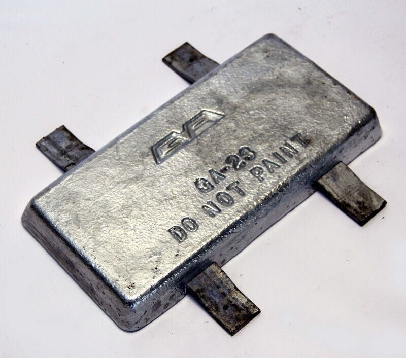 GA-23 Boat Hull Pier Zink Anode 22 lb 12" x 6"