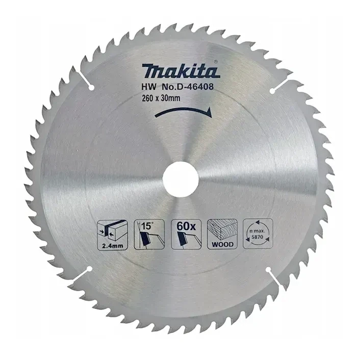 Makita D-46408 Circular Saw Blade ‎10-1/4 Inch, 260 MM X 30 MM X 60T, For Wood