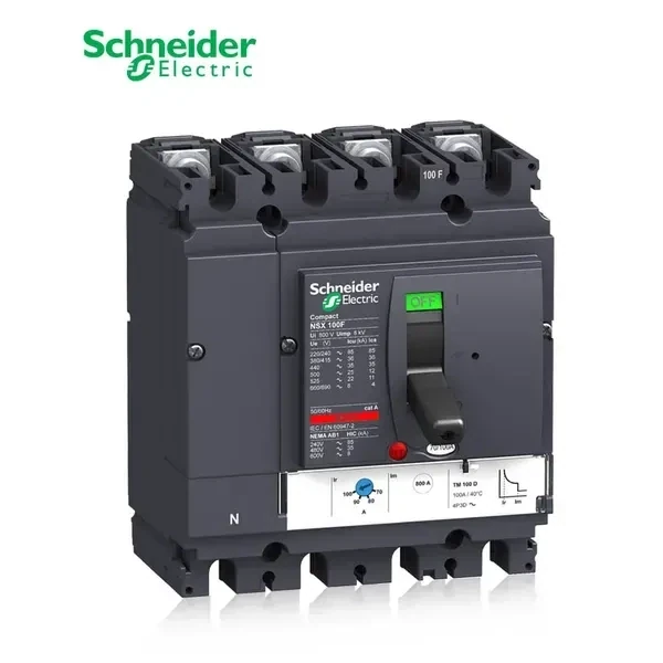 SCHNEIDER - MCCB Breaker, ComPact NSX100F, 36 kA at 415 VAC, TMD Trip Unit 16A, 4P 3d