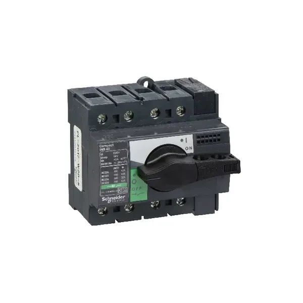 SCHNEIDER - Switch Disconnector, Compact INS40, 40A, 4P, Standard Version with Black Rotary Handle