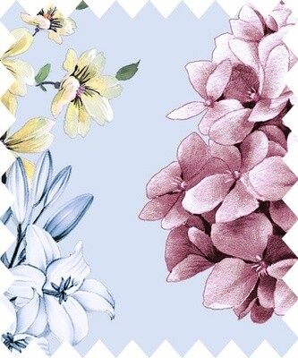 Gütermann Most Beautiful Fabric with Flowers on a Light Blue Background - Sold per metre