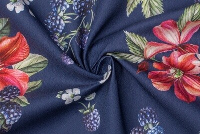 Gütermann Blue Floral Blueberry Printed Fabric