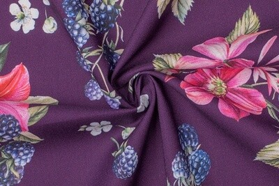 Gütermann Purple Floral Blueberry Printed Fabric