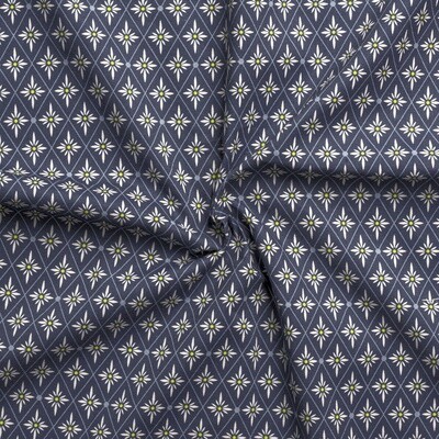 Gütermann Ring a Roses Most Beautiful Navy Cotton Fabric with White Flowers - per metre