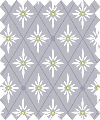 Gütermann Ring a Roses Most Beautiful Grey Cotton Fabric with White Flowers - per metre