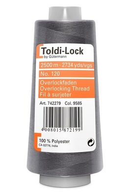 Gütermann Toldi-Lock Overlock Thread 2500m - 9585 Dark Grey