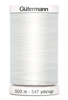 White Gutermann Sew All Polyester Thread 500mtr