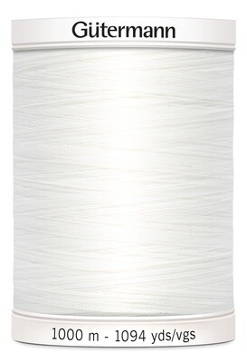 White Gutermann Sew All Polyester Thread 1000mtr