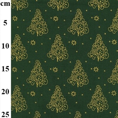 The Louden Christmas Designs - Green Cotton Blender Metallic Foil Print
