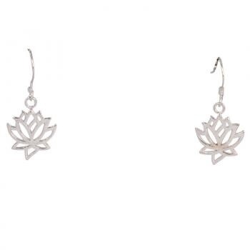 Lotus Silver Earrings .5 inches Long
