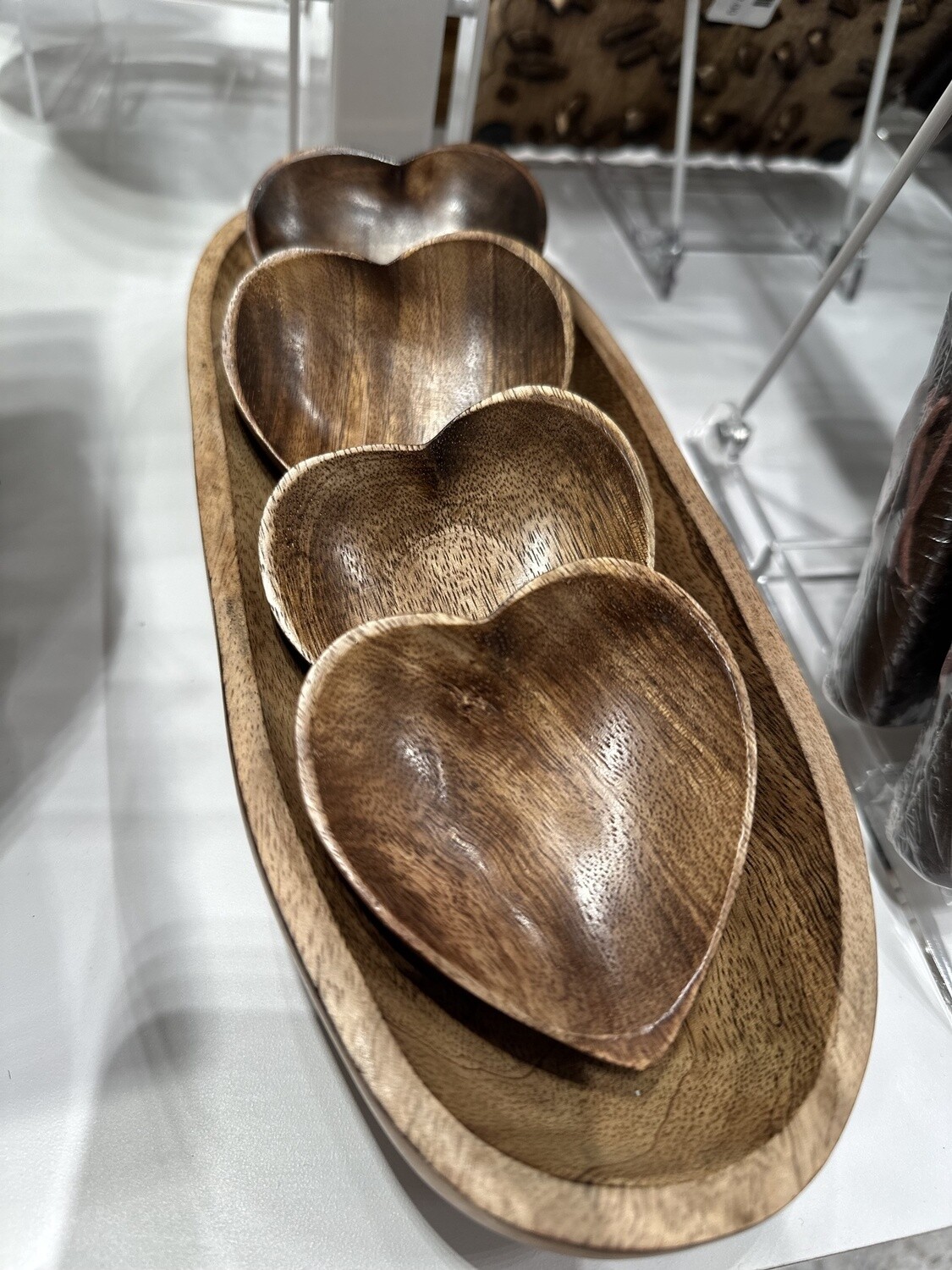 Mango Wood Jewelry Tray Pinch Dish - Heart
