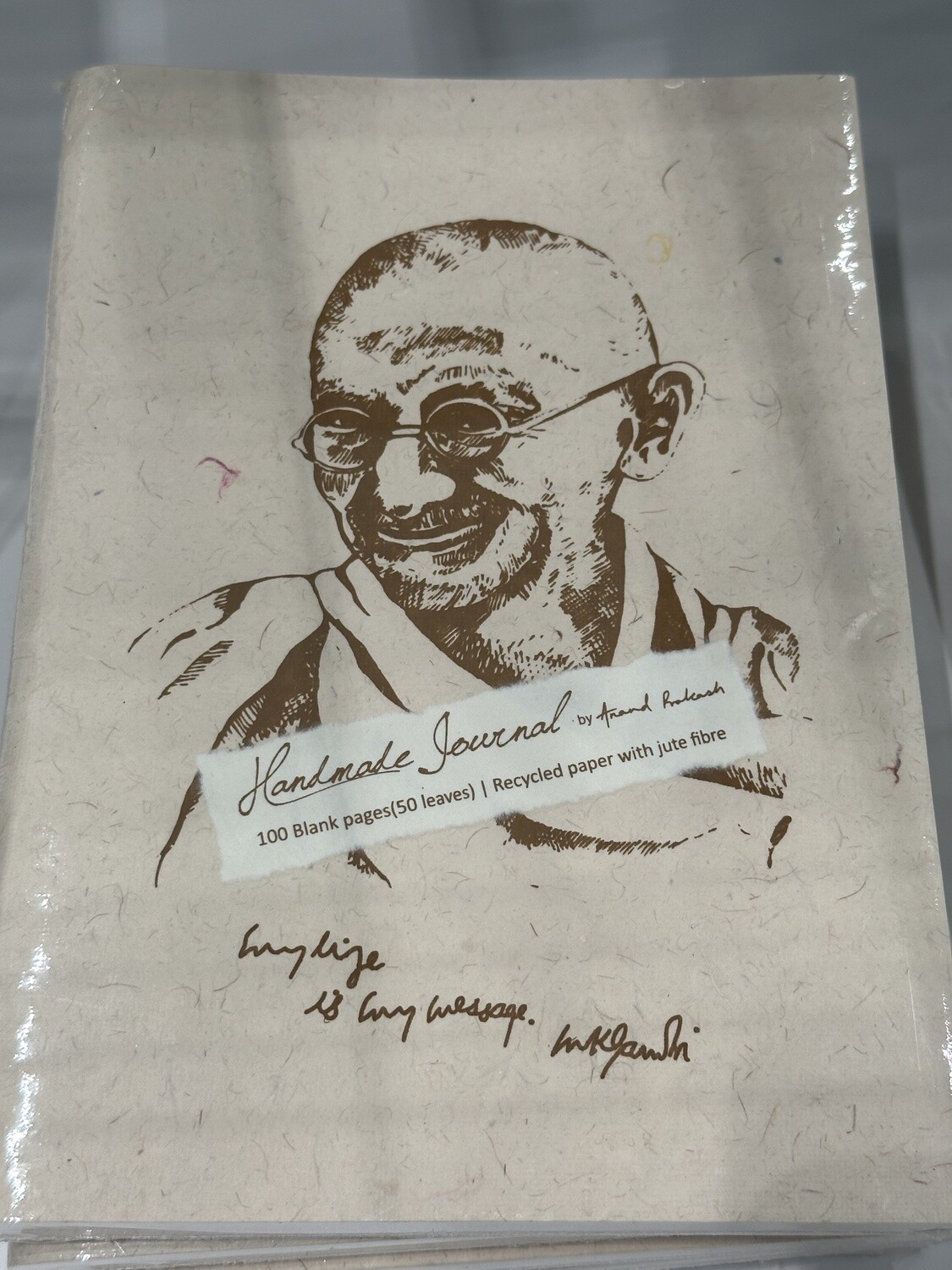 Journal Handprint By Silkscreen Mahatma Gandhi