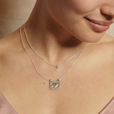 Silver Rectangle Heart Neck