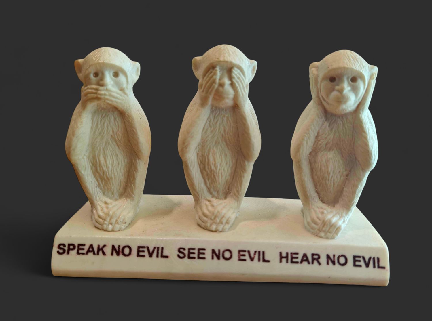 Three Wise Monkey White Resin