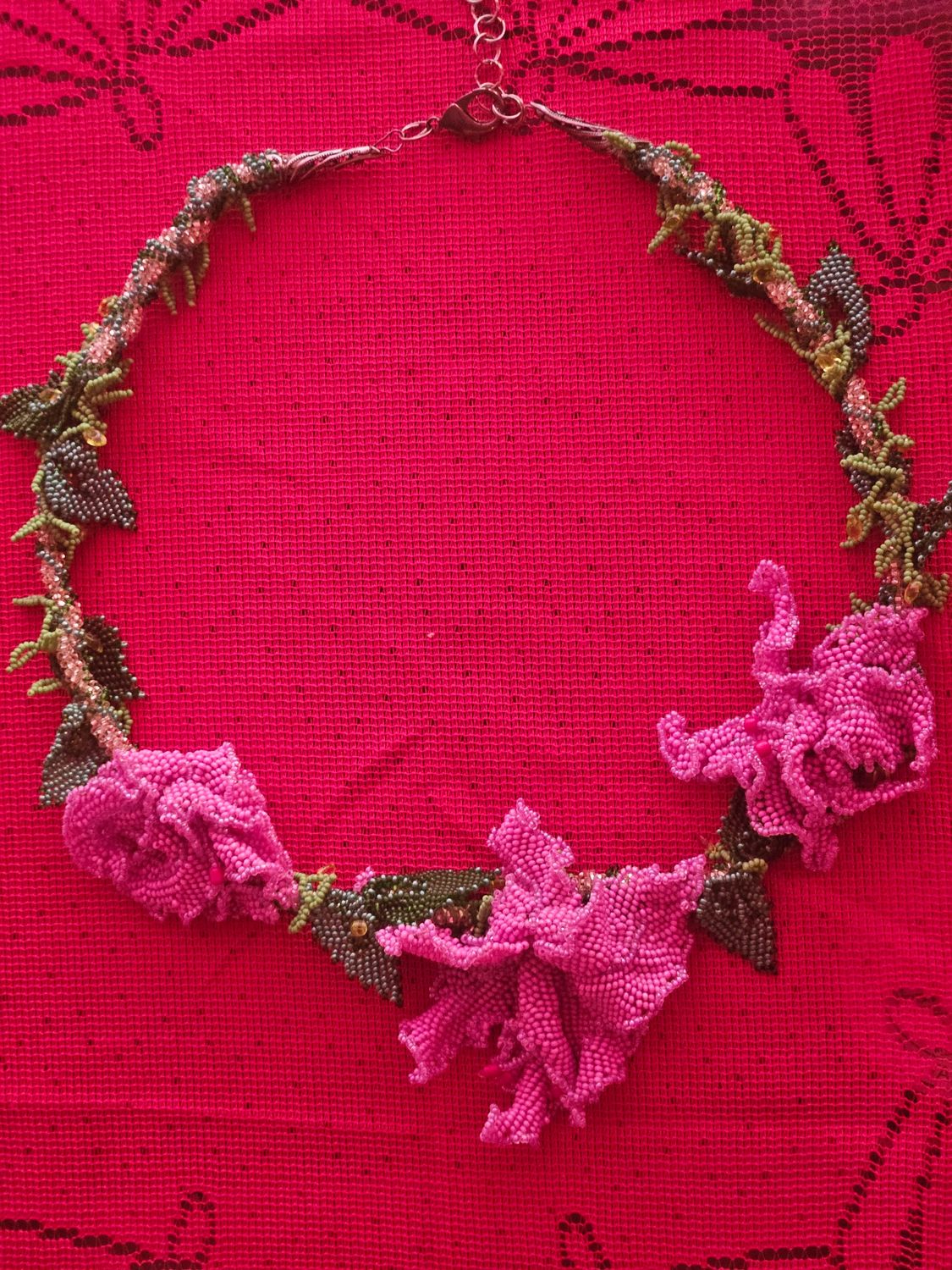 The Hand Beaded " The Orchids' Blossom " Necklace. 
