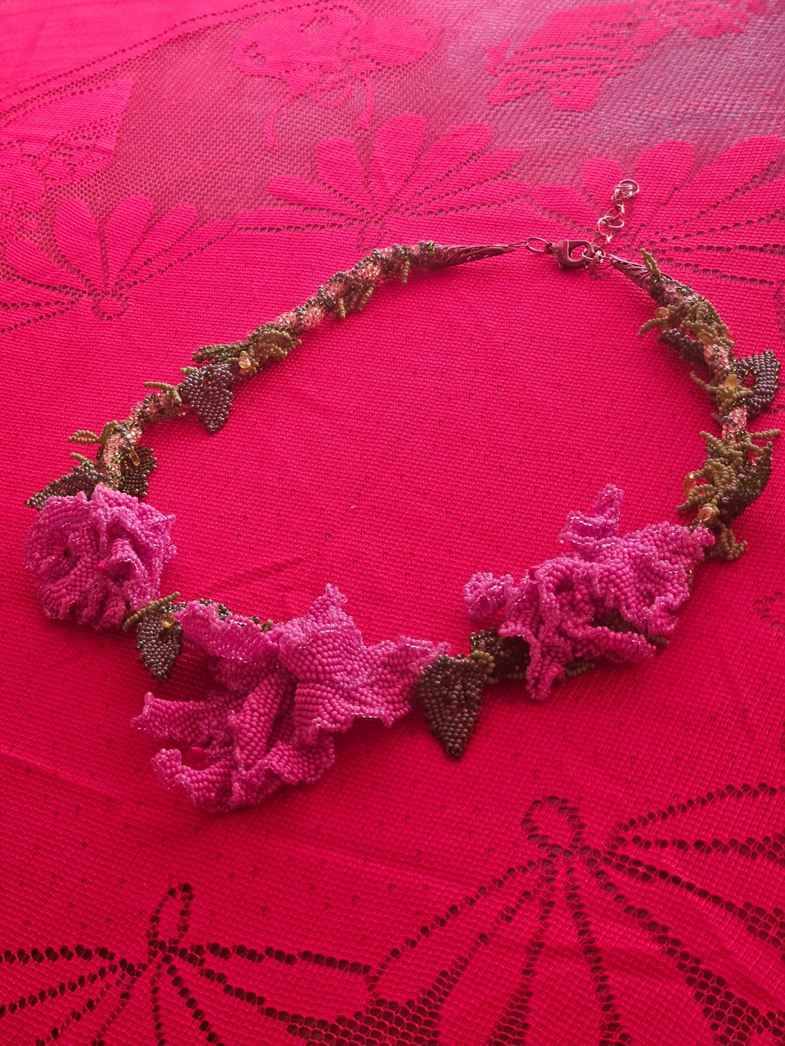 The Hand Beaded " The Orchids' Blossom " Necklace. 