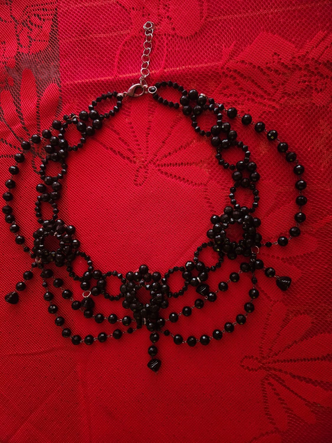The Hand Beaded Gothic Necklace " The Queen of Spades".