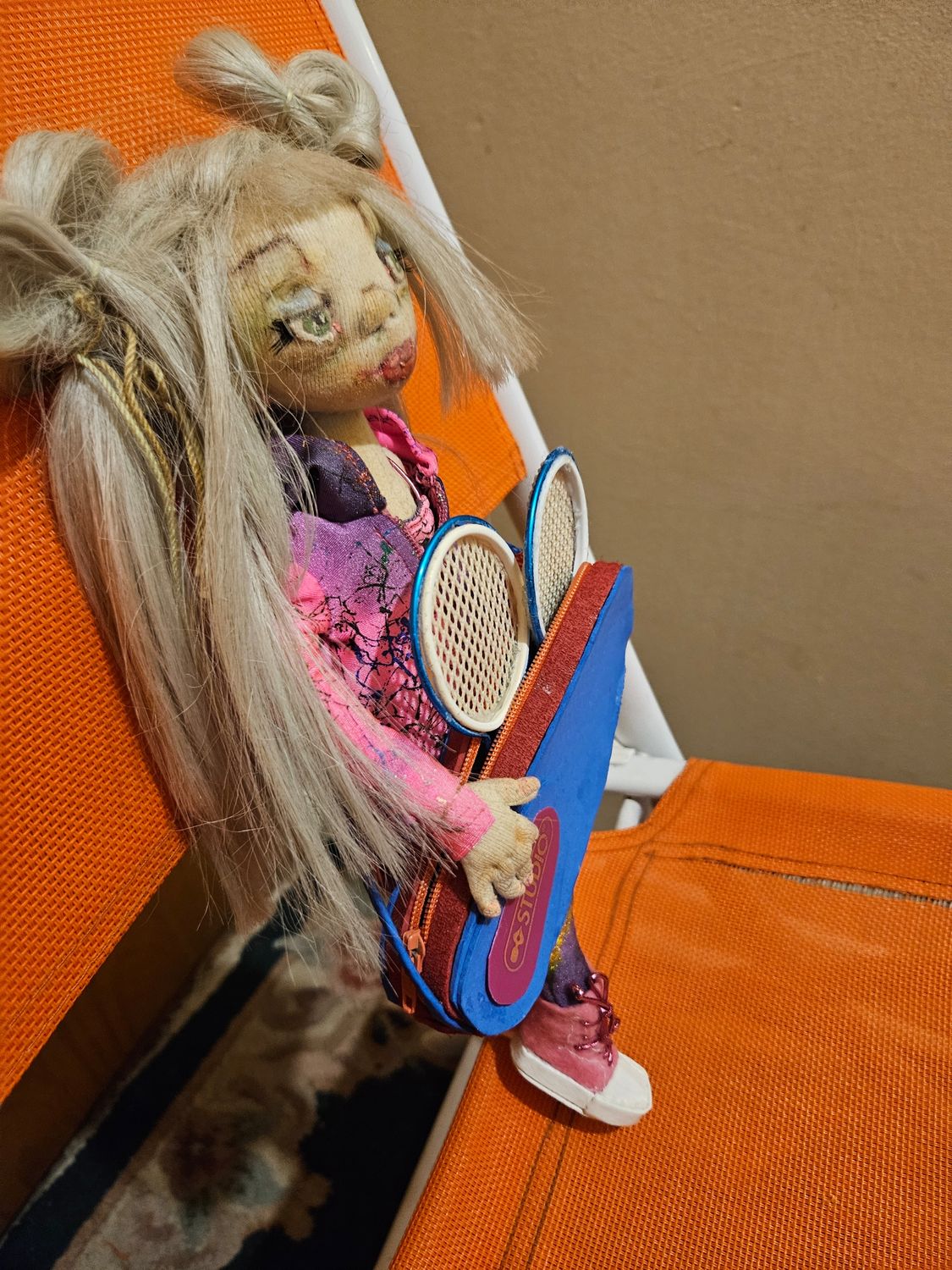 The Textile  Art Doll Alice,"The Tennis Player".
