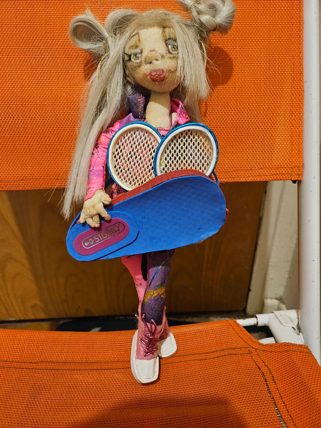 The Textile  Art Doll Alice,"The Tennis Player".