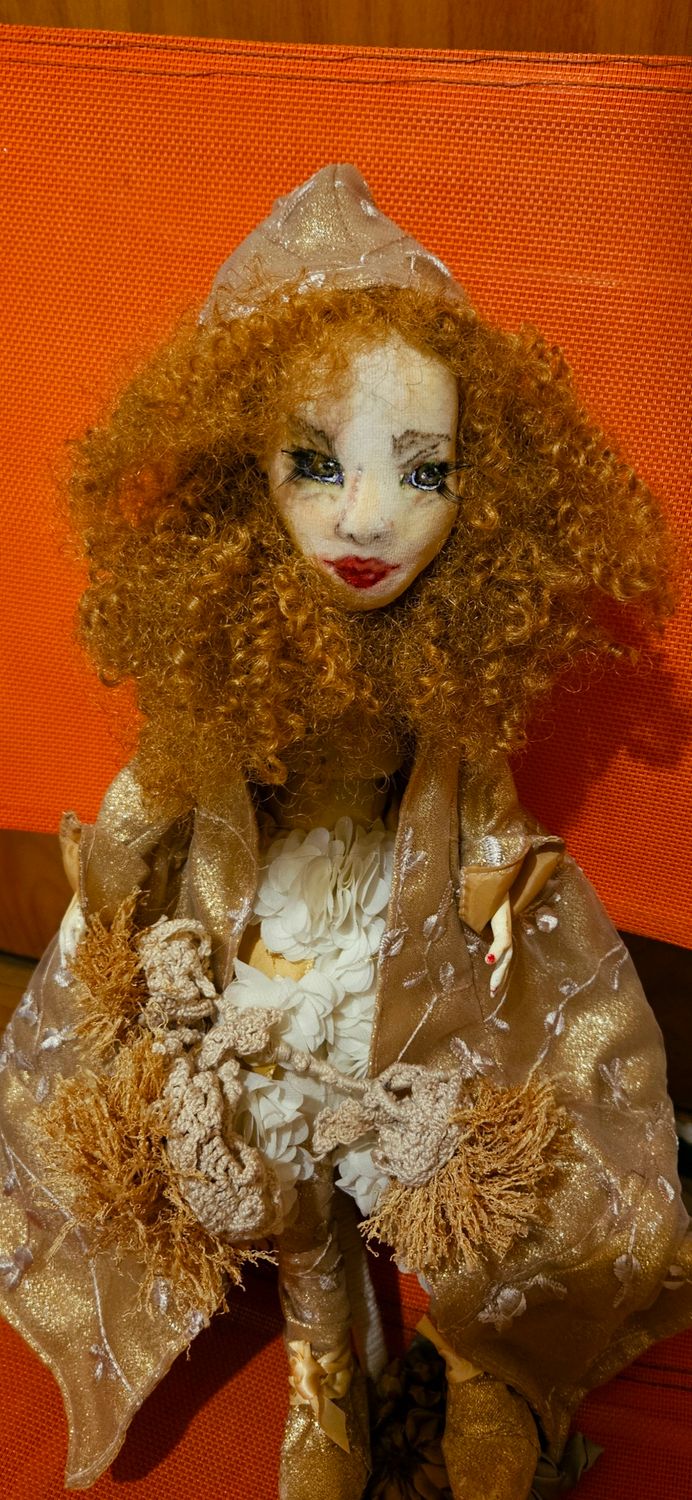 The Textile Art Doll Eliza,"The Guardian of The Flowers ".