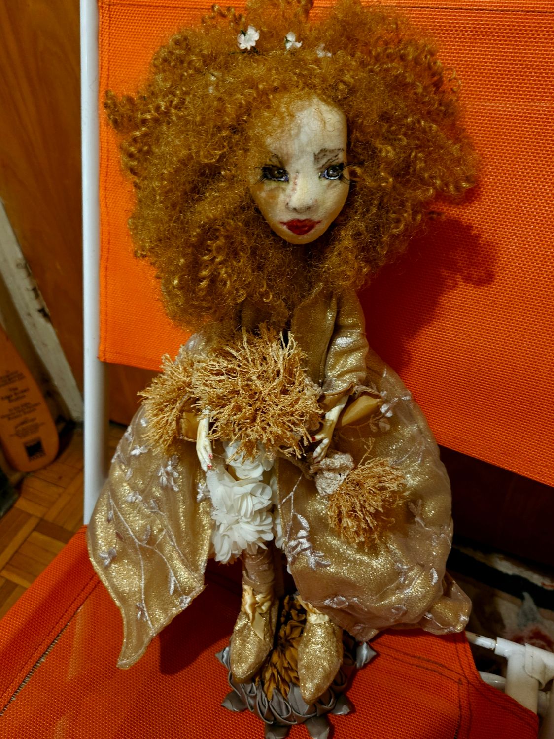 The Textile Art Doll Eliza,"The Guardian of The Flowers ".