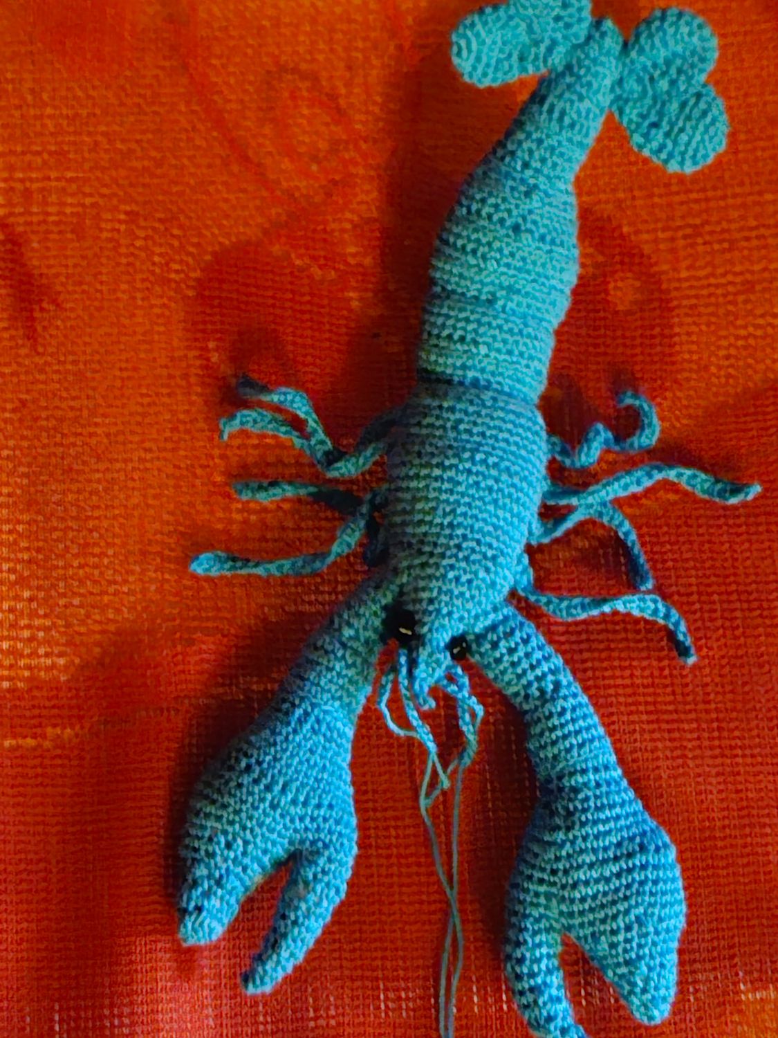 The Crocheted Toy "  The Blue Lobster Aleksander".