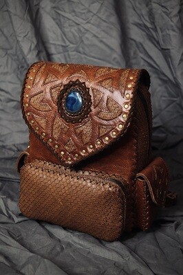 Elven, Boho, Leather Backpack in Brown