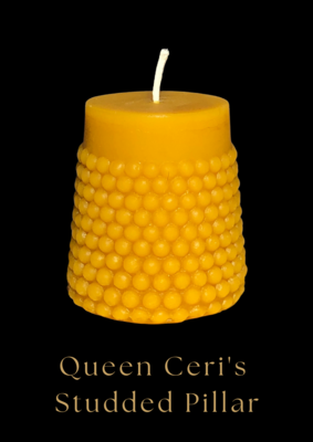 Queen Ceri's Studded Pillar Beeswax Candle