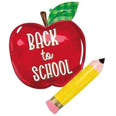 Back to school apple and pencil