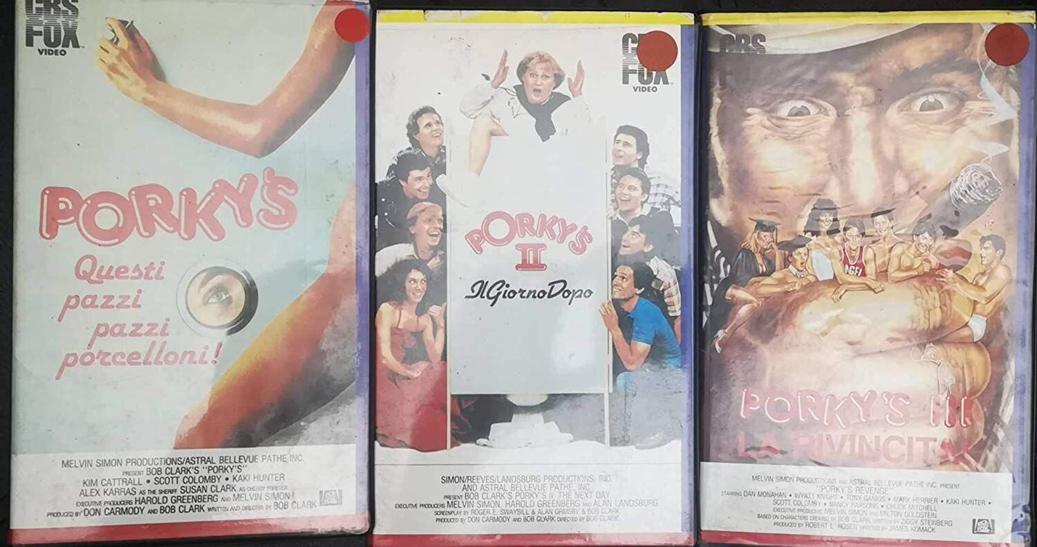 TeknoFilm - 3 VHS - PORKY'S I + PORKY'S II + PORKY'S III di Bob Clark e James Komack (1981-1983-1985) - CBS FOX