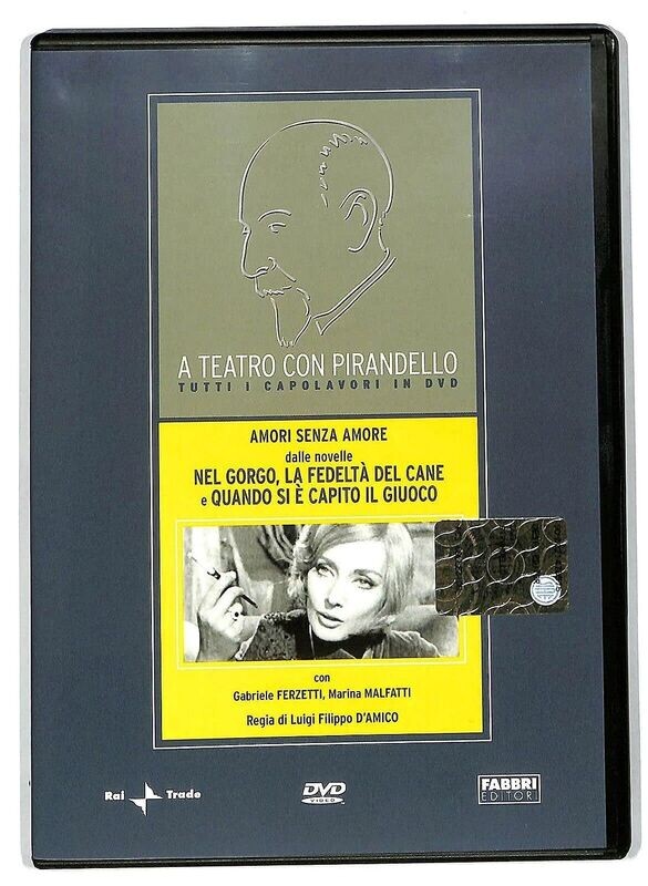 TeknoFilm - DVD - A teatro con Pirandello - AMORI SENZA AMORE (Dalle novelle Nel gorgo, La fedeltà del cane e Quando si è capito il giuoco) di Luigi Filippo D'amico (1968) - FABBRI EDITORI TeknoFilm - DVD - A teatro con Pirandello - AMORI SENZA AMORE (Dalle novelle Nel gorgo, La fedeltà del cane e Quando si è capito il giuoco) di Luigi Filippo D'amico (1968) - FABBRI EDITORI