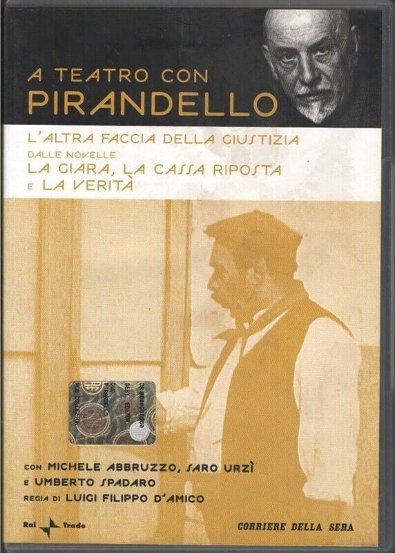 TeknoFilm - DVD - A teatro con Pirandello - L'ALTRA FACCIA DELLA GIUSTIZIA (Dalle novelle La giara, La cassa riposta e La verità) di Luigi Filippo D'amico (1968) - CORRIERE DELLA SERA TeknoFilm - DVD - A teatro con Pirandello - L'ALTRA FACCIA DELLA GIUSTIZIA (Dalle novelle La giara, La cassa riposta e La verità) di Luigi Filippo D'amico (1968) - CORRIERE DELLA SERA