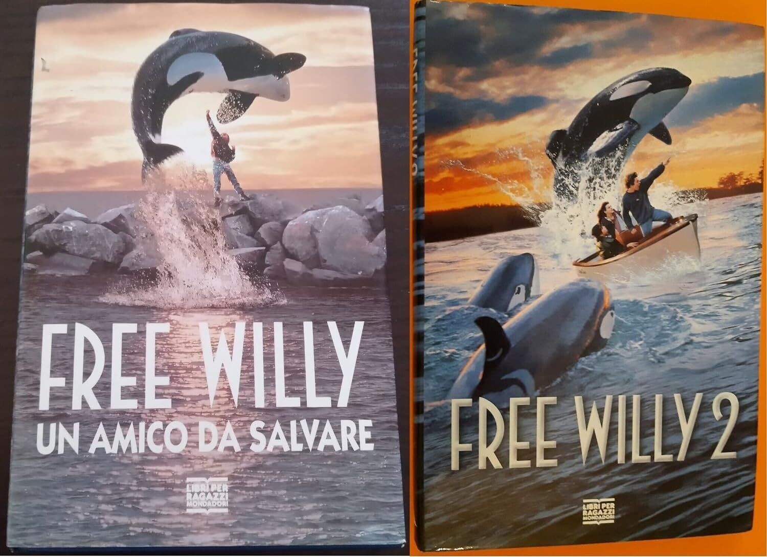 TeknoFilm - 2 Libri [Copertina rigida + Sovracopertina] – FREE WILLY di Keith Walker (1994) + FREE WILLY 2 di Keith Walker (1995) - WARNER BROS